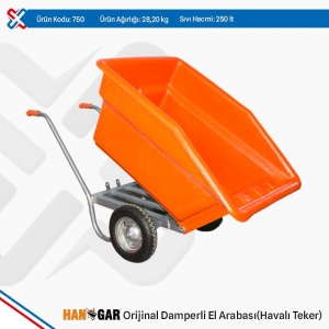 *TUNA 750 TURUNCU DAMPERLİ EL ARABASI (HAVALI) 